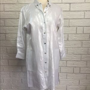 Worth Sheen White Metallic Linen Tunic